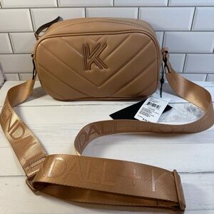 Kendall & Kylie Tan Belt Bag Quilted Camera Crossbody Bag Light Brown